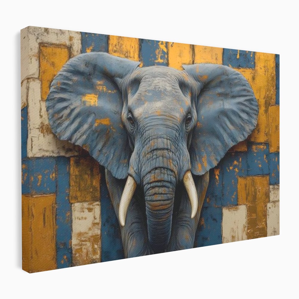 Tablou canvas cu tablou canvas cu cap de elefant, fara rama, pe sasiu de lemn